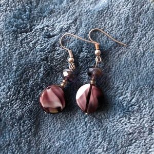 Handmade Purple Dangle Earrings
